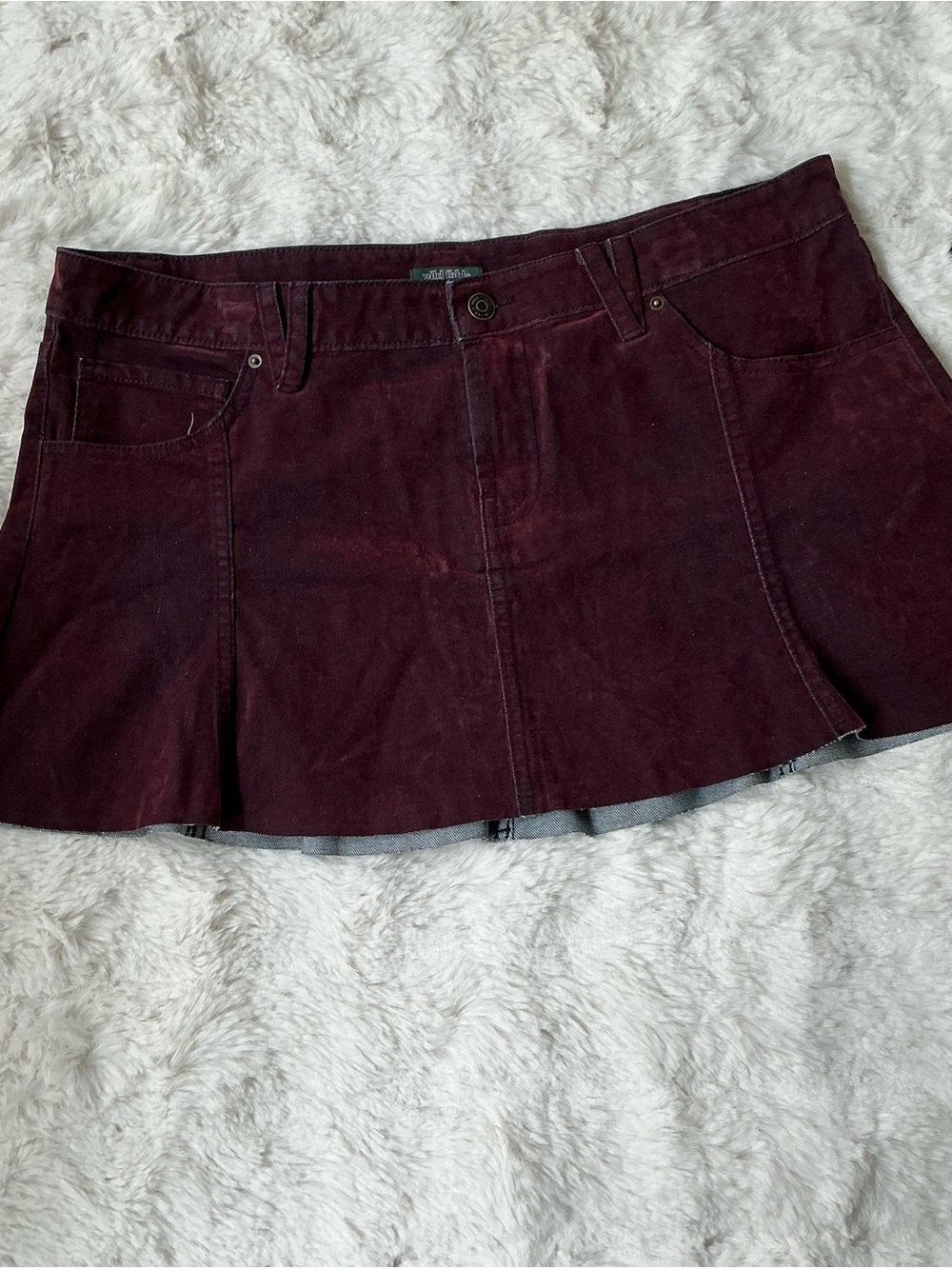wild fable Burgundy Corduroy Pleated Mini Skirt